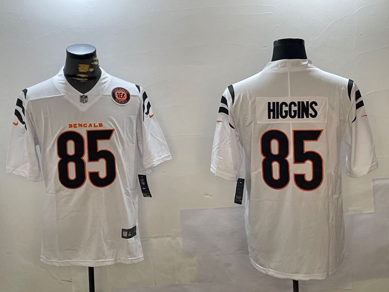 Men Cincinnati Bengals #85 Higgins White Second generation 2024 Nike Limited NFL Jersey style 1